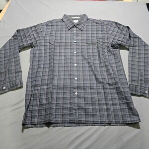 90's Tommy Hilfiger Button Mens XL Grey Plaid Cotton‎ Flannel Long Sleeve Shirt